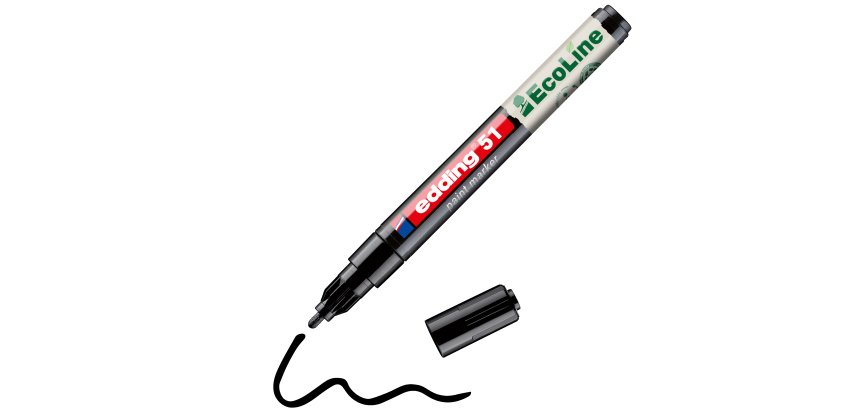 Marqueur edding 51 ecoline peinture base eau pointe      ogive 1/2mm coloris noir