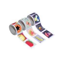 Pack 425 timbres sodertex adh sifs rouleau bons points  + cartable 2,5 mmx5m  3       rouleaux assortis