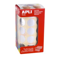 Gommette metallisee apli kids ronde diametre 20mm coloris   argent rouleau 1770 unites