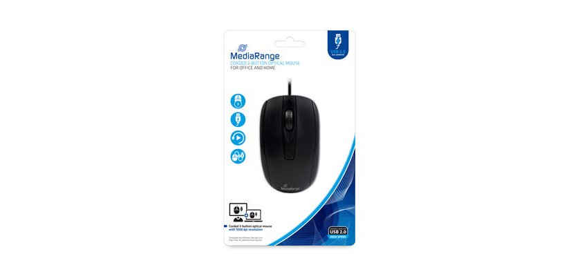 Medienbereich MROS211 Büro-Maus Beidseitig USB Typ-A Optisch 1000 DPI