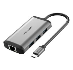 Vention Docking USB Tipo-C CNCHB/ 1xHDMI/ 3xUSB/ 1xUSB Tipo-C PD/ 1xRJ45/ Gris