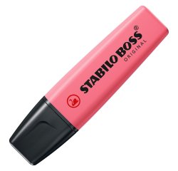 Surligneur stabilo boss original pastel encre base    eau pointe biseautee largeur  trace 2/5mm coloris petale de