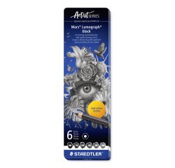 Matita di grafite  tipo carboncino Mars Lumograph Black - 4 gradazioni - Staedtler  - conf. 6 pezzi