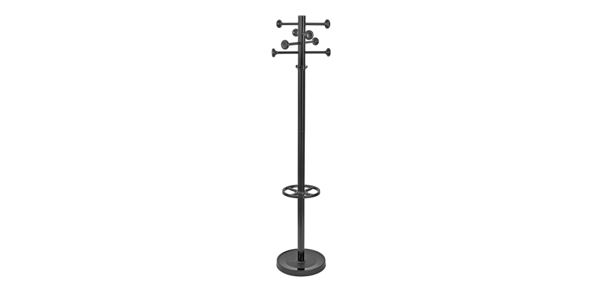 Porte-manteaux maulgrando acier couronne diam. 37,5cm 16 crochets hauteur 1,75m socle diam. 36,5cm coloris noir