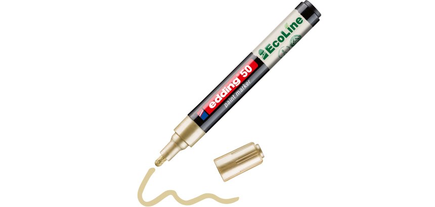 Marqueur edding 50 ecoline peinture base eau pointe      ogive 2/3mm coloris or