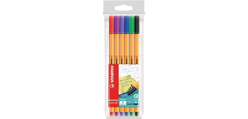 STABILO point 88 fineliner Black, Blue, Green, Lilac, Red, Violet 6 pc(s)