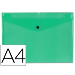 Pochette enveloppe liderpapel polypropylène 180 microns a4 297x210mm 50f fermeture bouton résistant transparent vert