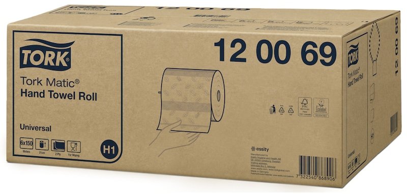 Essuie-mains tork advanced blanc 2 plis 150 m x 21 cm pour distributeur matic h1 lot 6