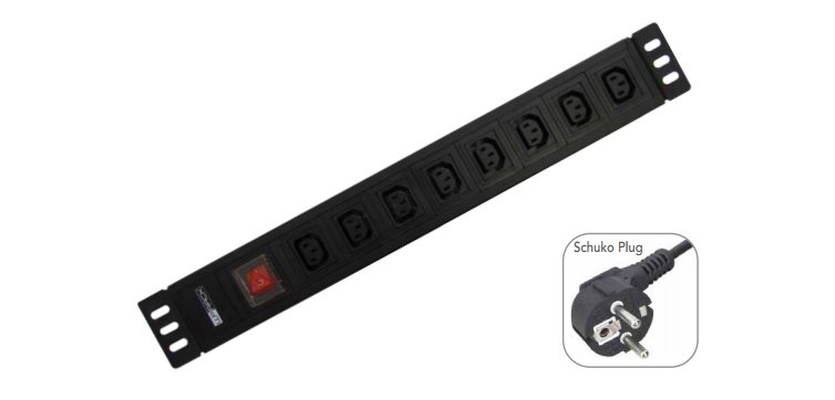 WP WPN-PDU-G05-08 prolunghe e multiple 2 m 8 presa(e) AC Nero