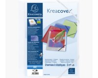 Chemise à élastiques 3 rabats polypropylène opaque Krea Cover - A4 - Blanc