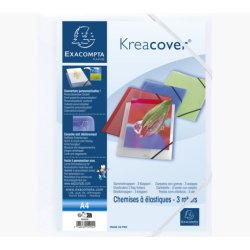 Chemise à élastiques 3 rabats polypropylène opaque Krea Cover - A4 - Blanc
