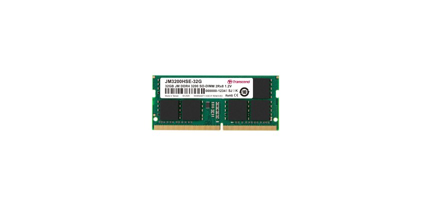 Transcend JetRam JM3200HSE-32G module de mémoire 32 Go 2 x 8 Go DDR4 260-pin SO-DIMM