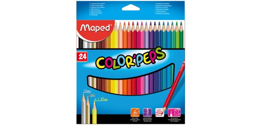 Crayon couleur maped color pep's triangulaire mine tendre résistante sans écharde coloris lumineux étui carton 36u