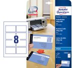 Carte visite avery impression jet d'encre recto verso 260g/m2 85x54mm bords lisses blanc mat pochette 80 unités