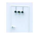 Patère de porte alba triple supporte 20kg coloris gris métal/noir