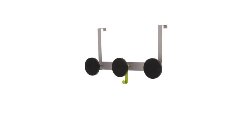 Patère de porte alba triple supporte 20kg coloris gris métal/noir