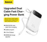 Baseus Qpow2 Dual-Cable Digital Display Fast Charge Power Bank 10000mAh 22.5W Stellar White Polímero de litio Blanco