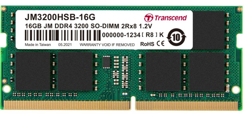 Transcend JetRam JM3200HSB-16G module de mémoire 16 Go DDR4 260-pin SO-DIMM