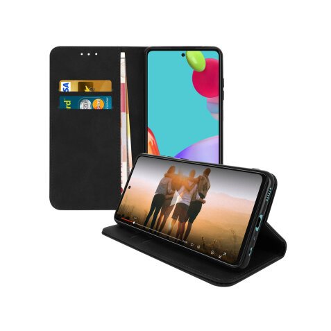 DLH ETUI FOLIO NOIR PORTE CARTES AVEC RABAT POUR SAMSUNG GALAXY A52 (SM-A525) ET GALAXY A52 5G (SM-A526)