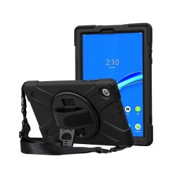 DLH COQUE RENFORCEE AVEC BANDOULIERE, POIGNEE ROTATIVE ET PIED SUPPORT POUR LENOVO Tab M10 FHD Plus Gen2 10.3" (ZA5V, ZA5T, ZA5W, TB-X606, TB-X606F..)