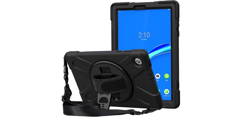 DLH Coque renforcee avec bandouliere, poignee rotative et pied support pour Lenovo Tab M10 FHD Plus gen2 10.3" (ZA5V, ZA5T, ZA5W, TB-X606, TB-X606F..)