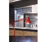 Luminaire bureau maulstudy surpince tete et bras metal      hauteur 44cm bras 35cm tete   diam. 17cm coloris rouge