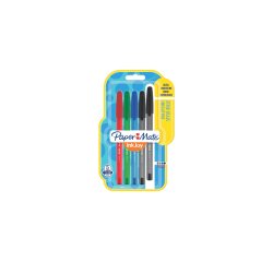 Balpen Paper Mate Inkjoy 100ST met dop fijne punt 0,7 mm - Verpakking van 5