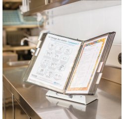 Pupitre de consultation tarifold antimicrobien format a4 10 poches blanc