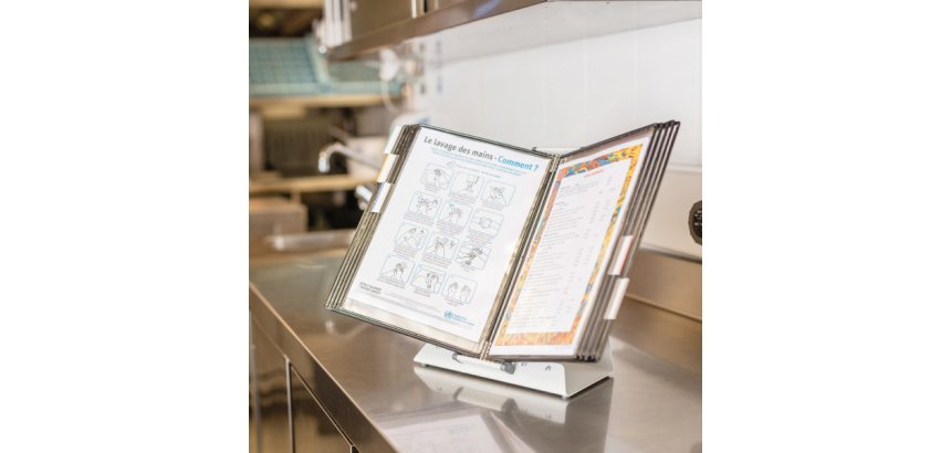 Pupitre de consultation tarifold antimicrobien format a4 10 poches blanc