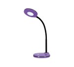 Lampe LED Splash Violet,avec variateur. Dim. Tête D10,5 cm, bras flexible H32 cm, socle D13 cm