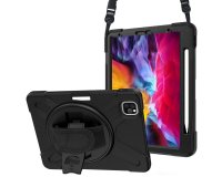DLH COQUE RENFORCEE AVEC EMPLACEMENT STYLET, BANDOULIERE, POIGNEE ROTATIVE ET PIED SUPPORT POUR APPLE IPAD PRO 11" 1ere et 2eme generation (2018 / 2020)
