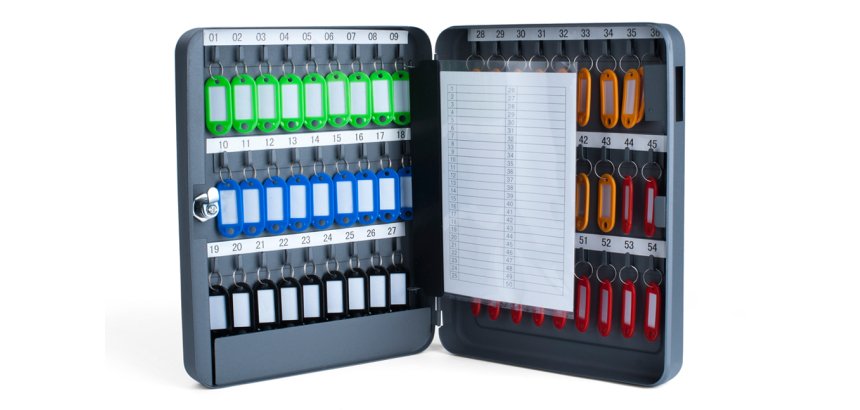 Armoire à clés pour 54 clés, gris foncé