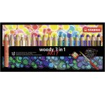 Crayon couleur stabilo woody multi talent 18 crayons 3 en  1 arty +1 pinceau rond taille 8 + 1 taille crayon