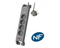 MCL SPN4140GA/19 multiprise 2 m 4 sortie(s) CA Intérieure Gris