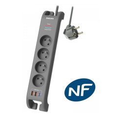 MCL SPN4140GA/19 multiprise 2 m 4 sortie(s) CA Intérieure Gris