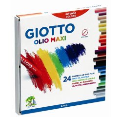 Pastelli a olio - lunghezza 70 mm - diametro11 mm - colori assortiti - Giotto - conf. 24 pezzi