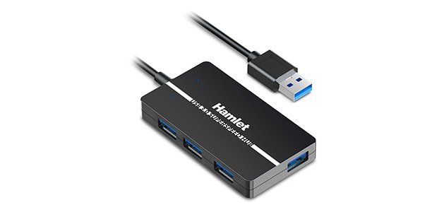 Hamlet XHUB-04U3 hub di interfaccia USB 3.2 Gen 1 (3.1 Gen 1) Type-A 5000 Mbit/s Nero
