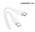 DLH Cable USB-C vers USB-C 1.8m 3.25A 65W max blanc