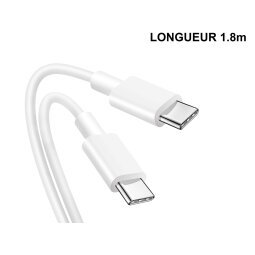 DLH CABLE USB-C VERS USB-C 1.8M 3.25A 65W max BLANC