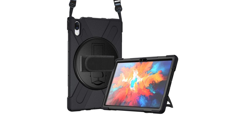 DLH Coque renforcee avec bandouliere, poignee rotative et pied support pour Lenovo Tab P11 Pro 11.5" (ZA7R, ZA7X, TB-J606, TB-J606F, TB-J606X..)