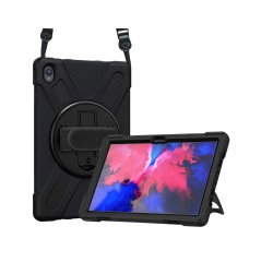 DLH Coque renforcee avec bandouliere, poignee rotative et pied support pour Lenovo Tab P11 11" (ZA7R, ZA7X, TB-J606, TB-J606F, TB-J606X..)