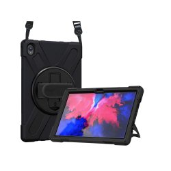 DLH Coque renforcee avec bandouliere, poignee rotative et pied support pour Lenovo Tab P11 11" (ZA7R, ZA7X, TB-J606, TB-J606F, TB-J606X..)