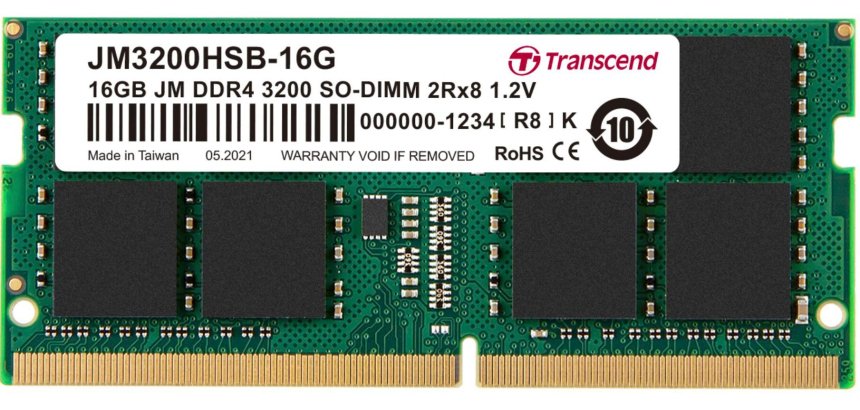 Transcend JetRam JM3200HSB-16G module de mémoire 16 Go DDR4 260-pin SO-DIMM