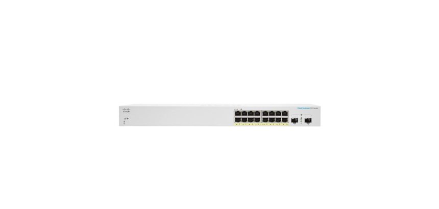 Cisco CBS220-16P-2G Géré L2 Gigabit Ethernet (10/100/1000) Connexion Ethernet, supportant l'alimentation via ce port (PoE) Blanc