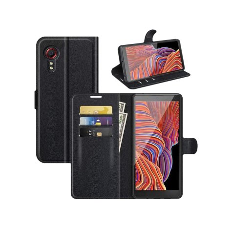 DLH ETUI FOLIO NOIR PORTE CARTES AVEC RABAT POUR SAMSUNG GALAXY XCOVER 5 (SM-G525)