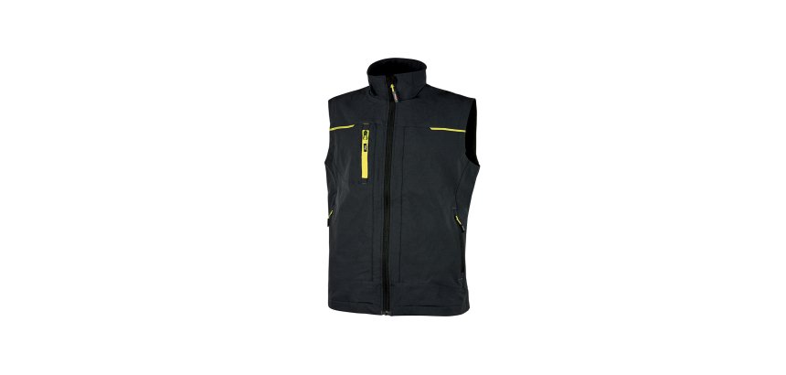 Gilet da lavoro U-Power Saturn, nero/giallo