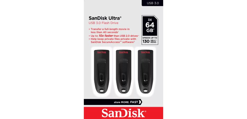 Sandisk Pack mit 3 Ultrastar USB-Sticks 64 GB USB 3.2 (USB-A) Schwarz