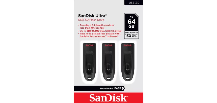 Sandisk clé USB Ultrastar 64 Go Usb 3.2 (USB-C) - Noir