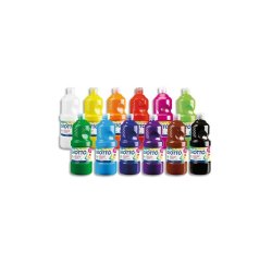 Gouache liquide giotto prête à l'emploi pigments riches couvrante crémeuse coloris assortis boîte 8 flacons 1000ml