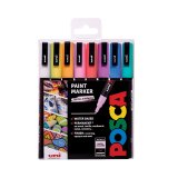 Marqueur posca pc3m gouache base eau couvrante inodore    pointe conique fine coloris   pastel assortis 8un